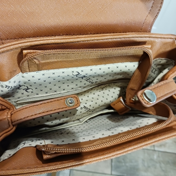 Womens Backpack Handbag Pockets Faux Leather Brown  Large - Picture 8 of 9